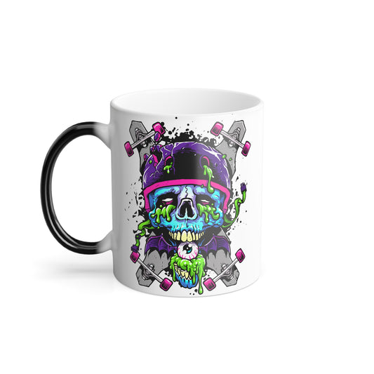 Long Boards and Skull-Color Morphing Mug, 11oz