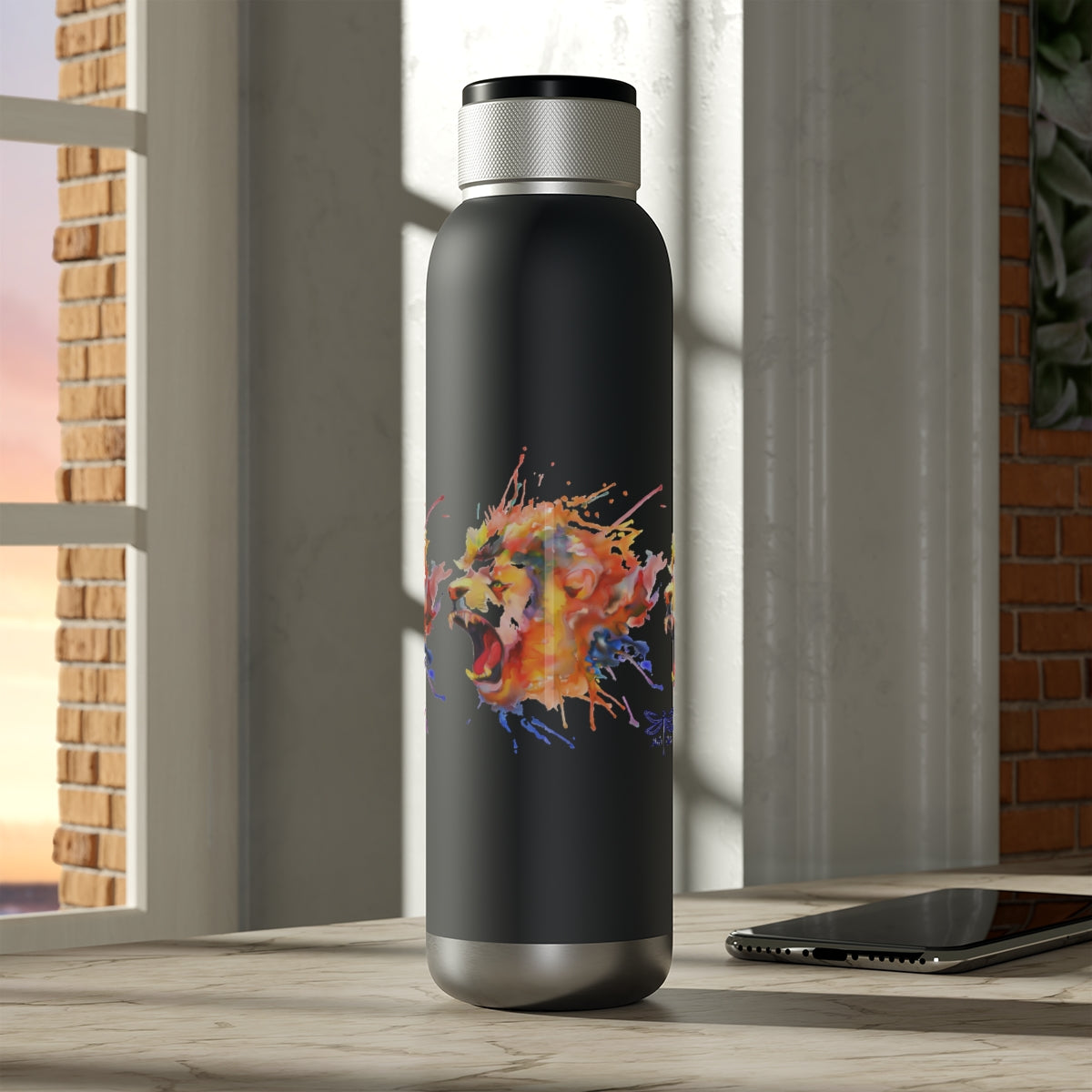 Lion Flames Bottle Soundwave Copper Vacuum Audio 22oz
