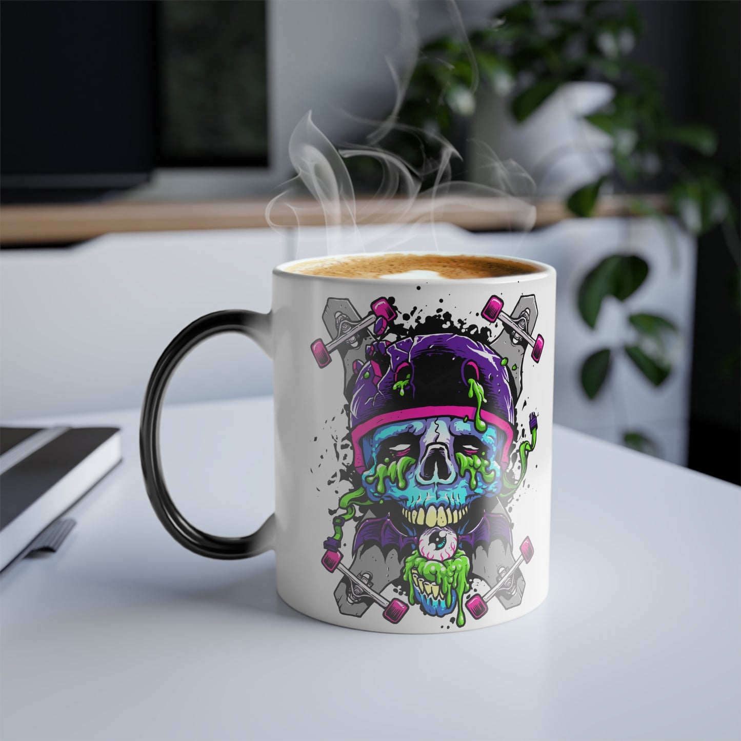 Long Boards and Skull-Color Morphing Mug, 11oz