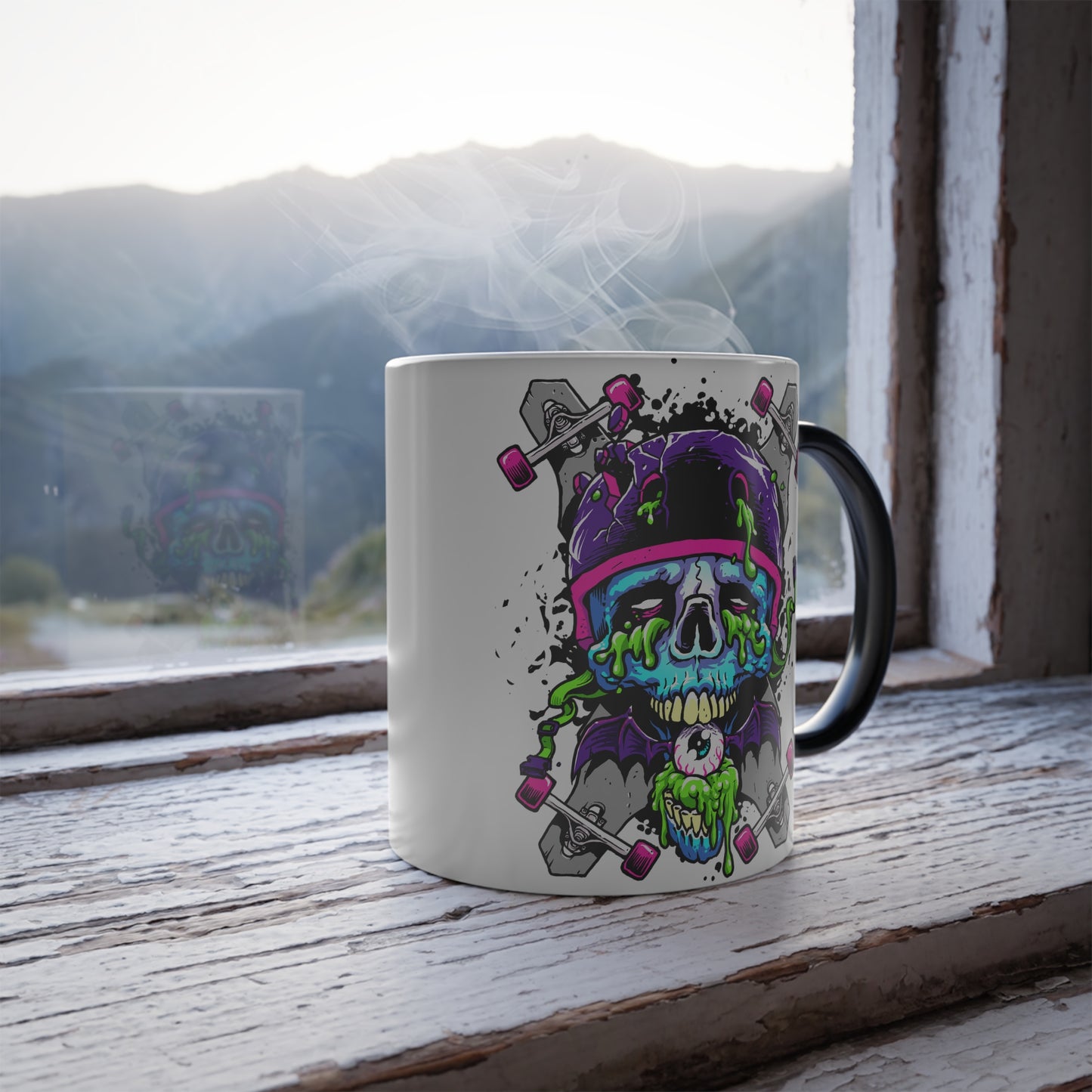 Long Boards and Skull-Color Morphing Mug, 11oz