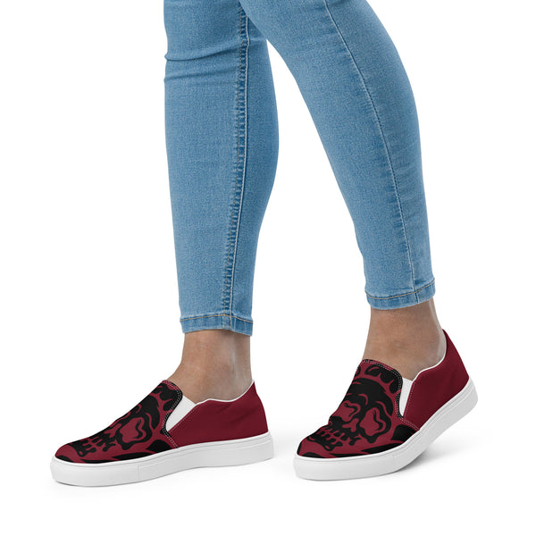 Red Skull-Women’s slip-on canvas shoes