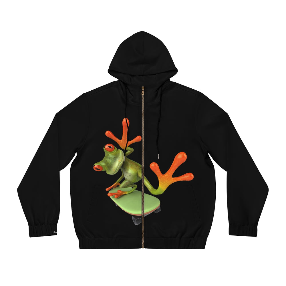 Men's Full-Zip Hoodie- Skater Frog