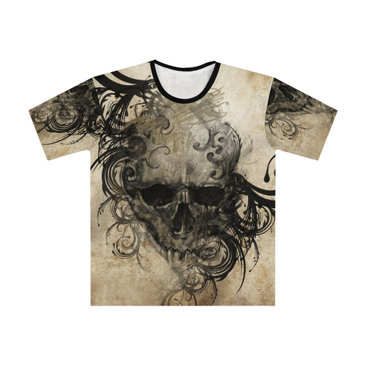 Men's Loose T-shirt-Tattoo Skull