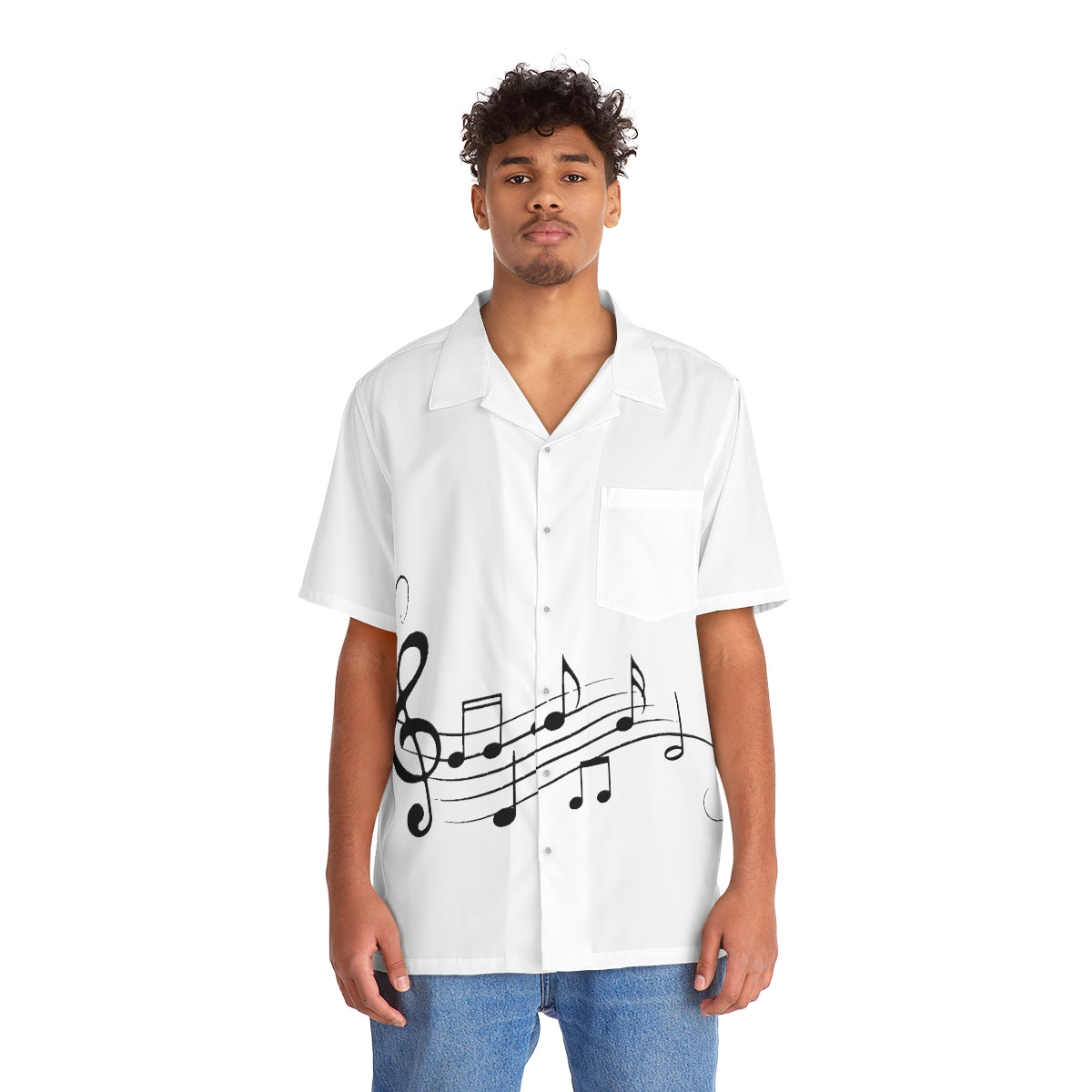 Men's Hawaiian Style Shirt-Music Notes