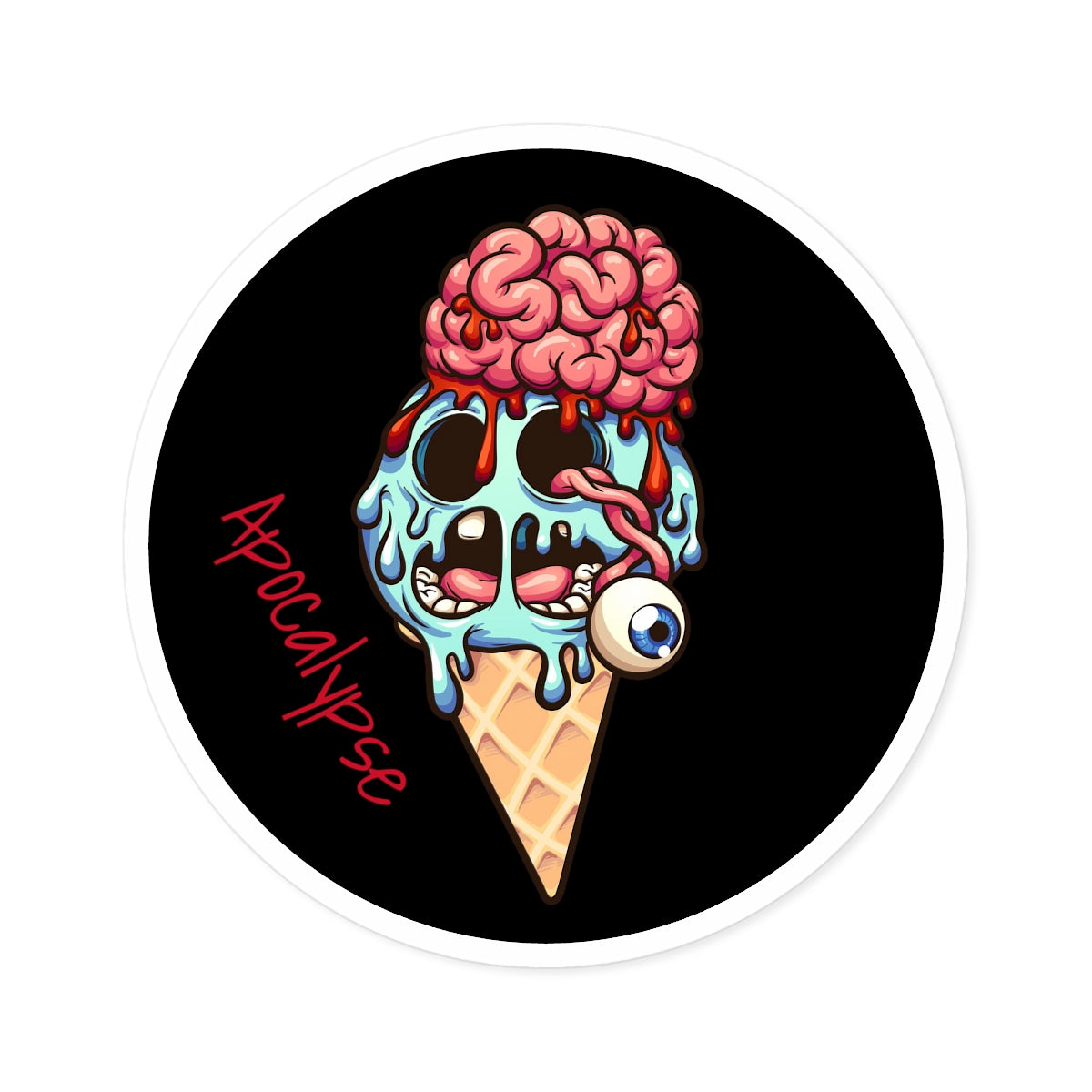 Round Stickers, Indoor\Outdoor-Apocalypse Ice Cream