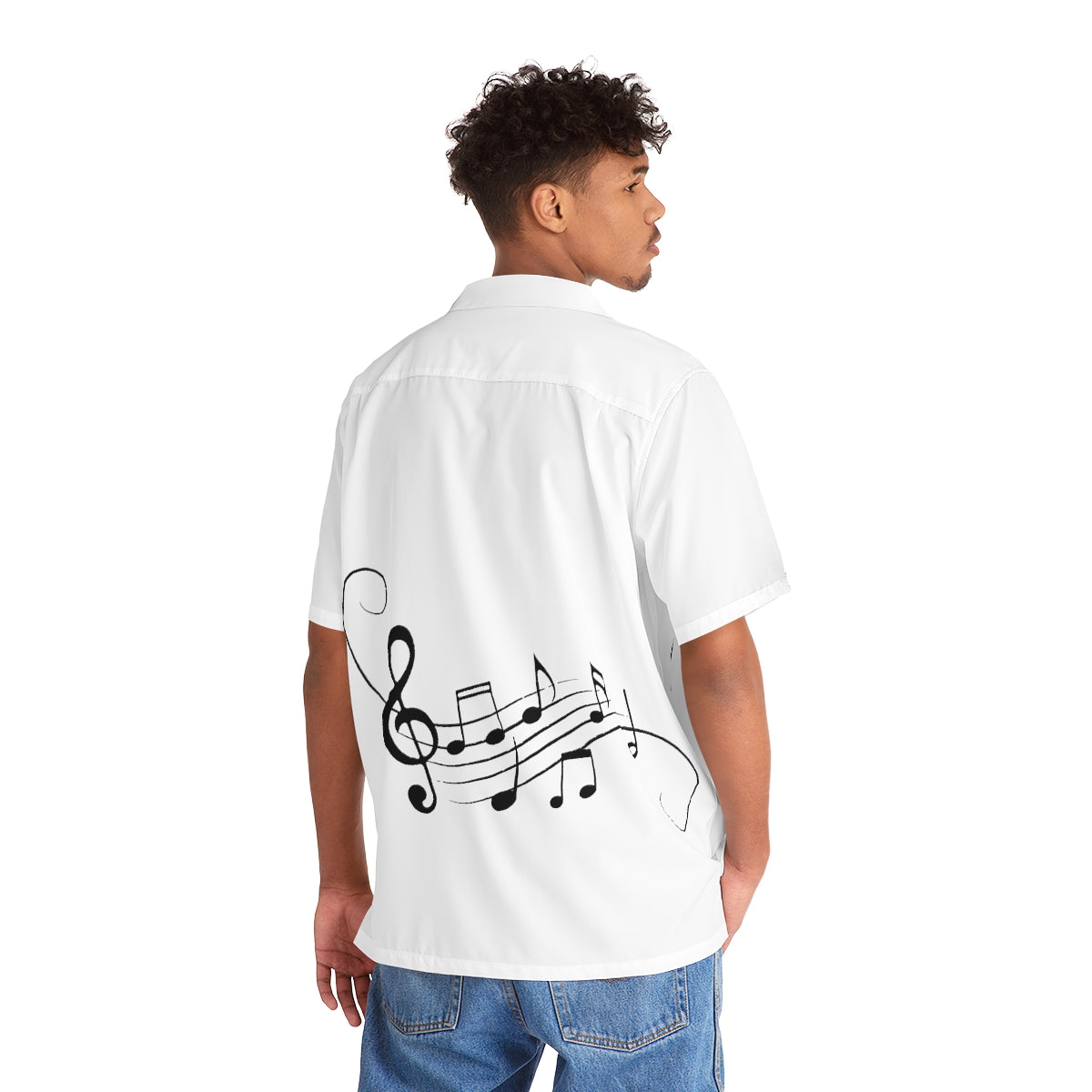 Men's Hawaiian Style Shirt-Music Notes