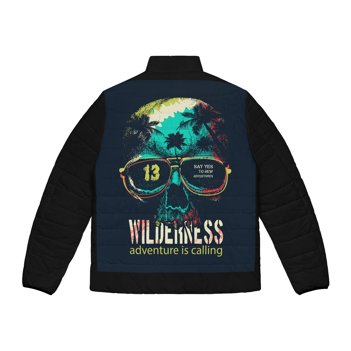 Men's Puffer Jacket- Wilderness Skull