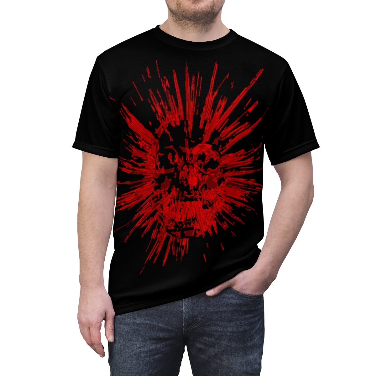 Unisex T-Shirt-Spike Red Skull