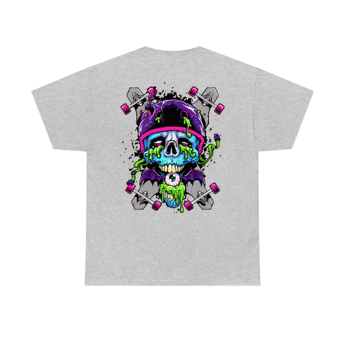 Unisex Heavy Cotton Tee-Long Boards & Skull