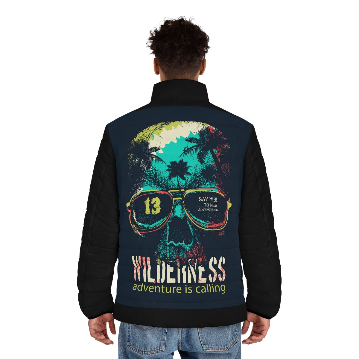 Men's Puffer Jacket- Wilderness Skull