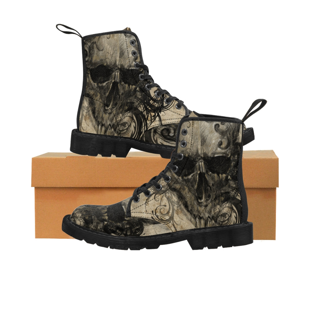 Tattoo Skull by AC- Men's Canvas Boots