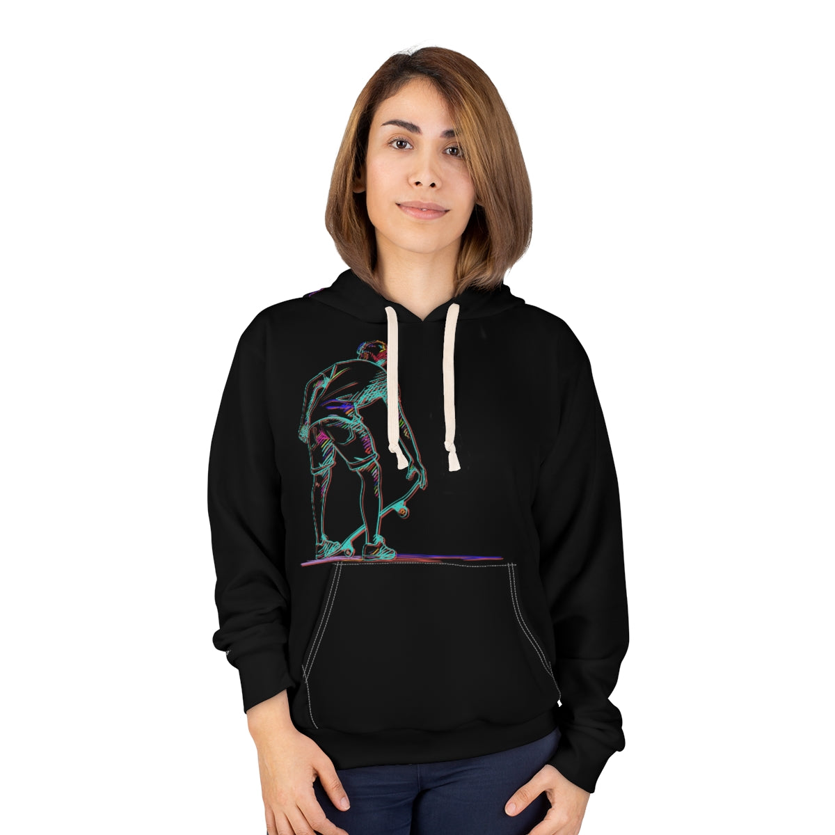 Unisex Pullover Hoodie-Neon Skateboarder