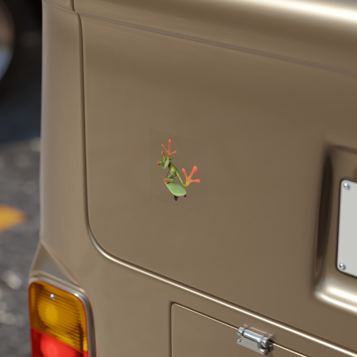 Transparent Outdoor Stickers, Square, 1pcs-Skater Frog